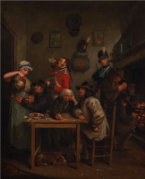 Soldiers and domino players in a tavern - Laurence Cosse