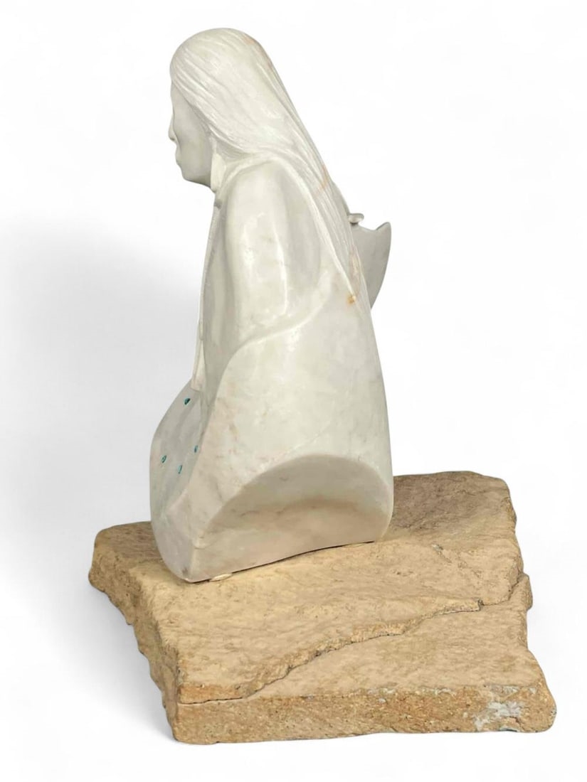 Artwork by Michael J. Chee, Woman With Butterflies, Made of Marble & Turquoise