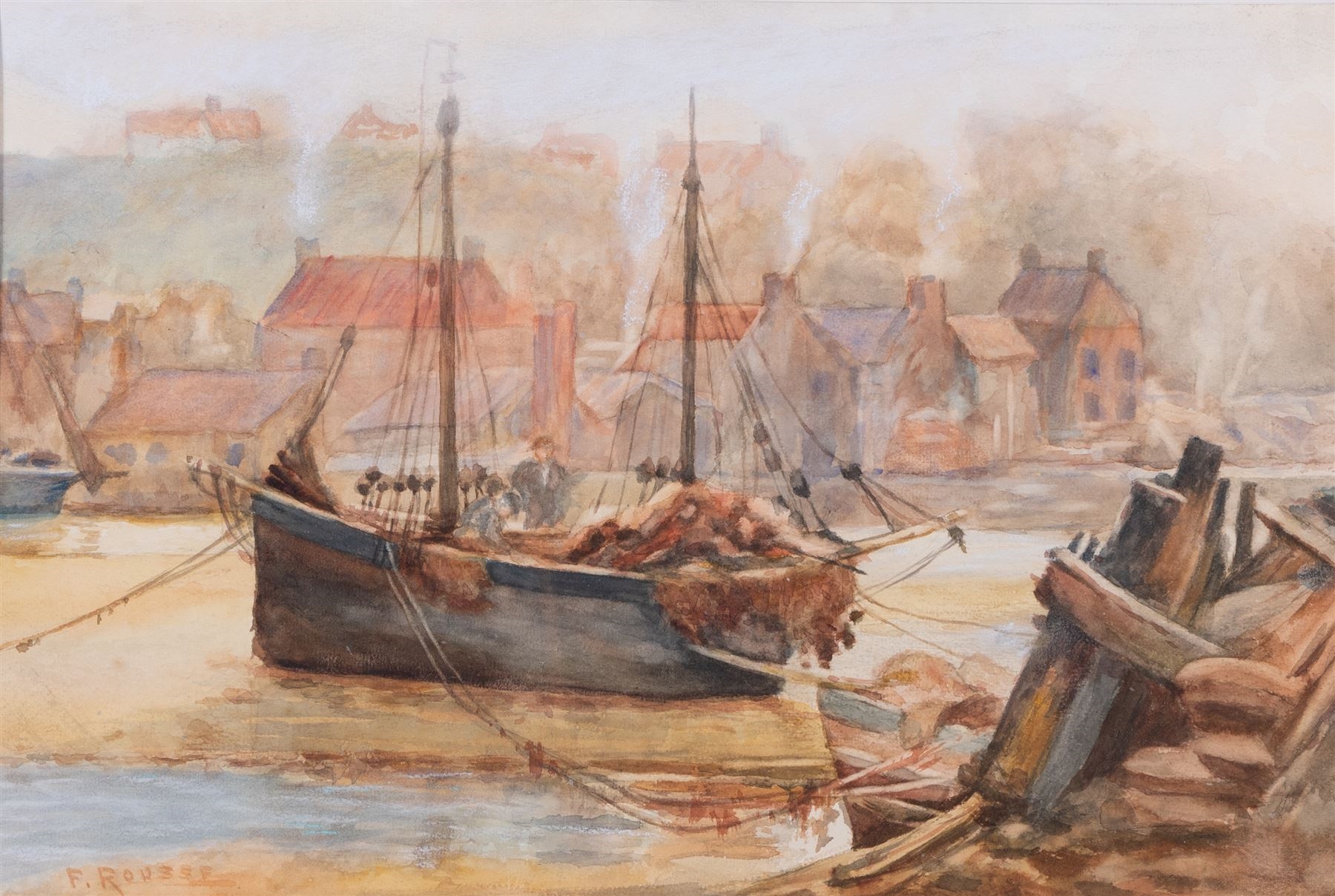 Frank Rousse | Boat Moored up the River Esk at Whitby | MutualArt