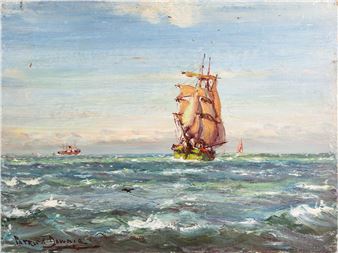 An Old time Brig in a Breeze, Firth of Clyde - Patrick Downie