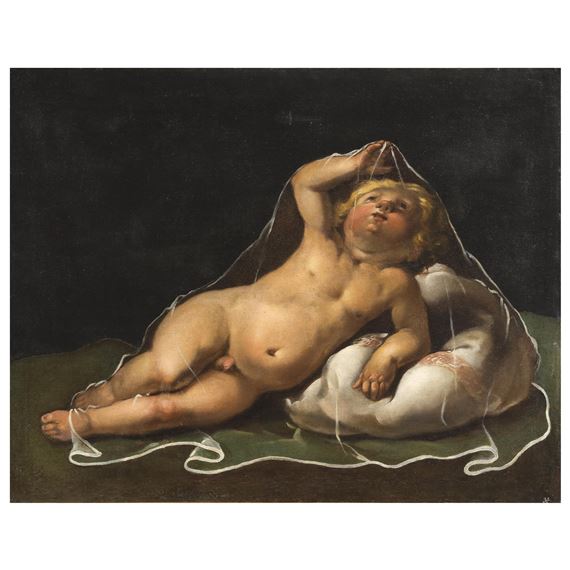 PUTTO CHE GIOCA CON UN VELO by Isidoro Bianchi, 1581-1662