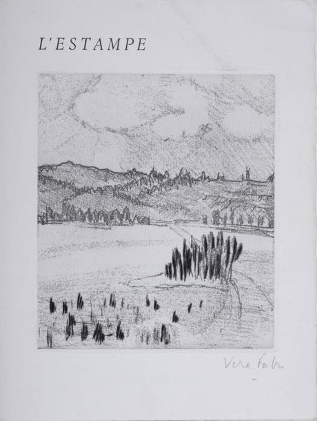 Artwork by Véra Fabre, Landscape, Made of Engraving On Double-Page Invitation Card