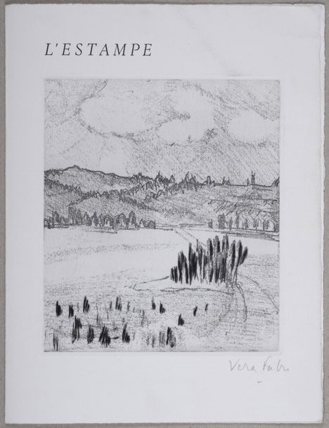 Artwork by Véra Fabre, Landscape, Made of Engraving On Double-Page Invitation Card
