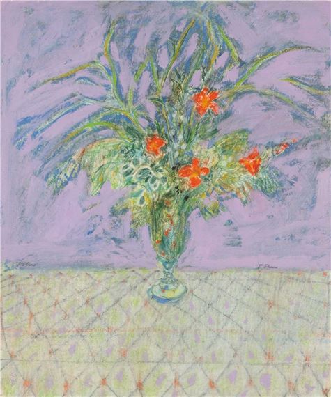 a vase of red flowers