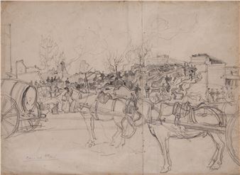 Carts next to a market - Cecilio Pla y Gallardo