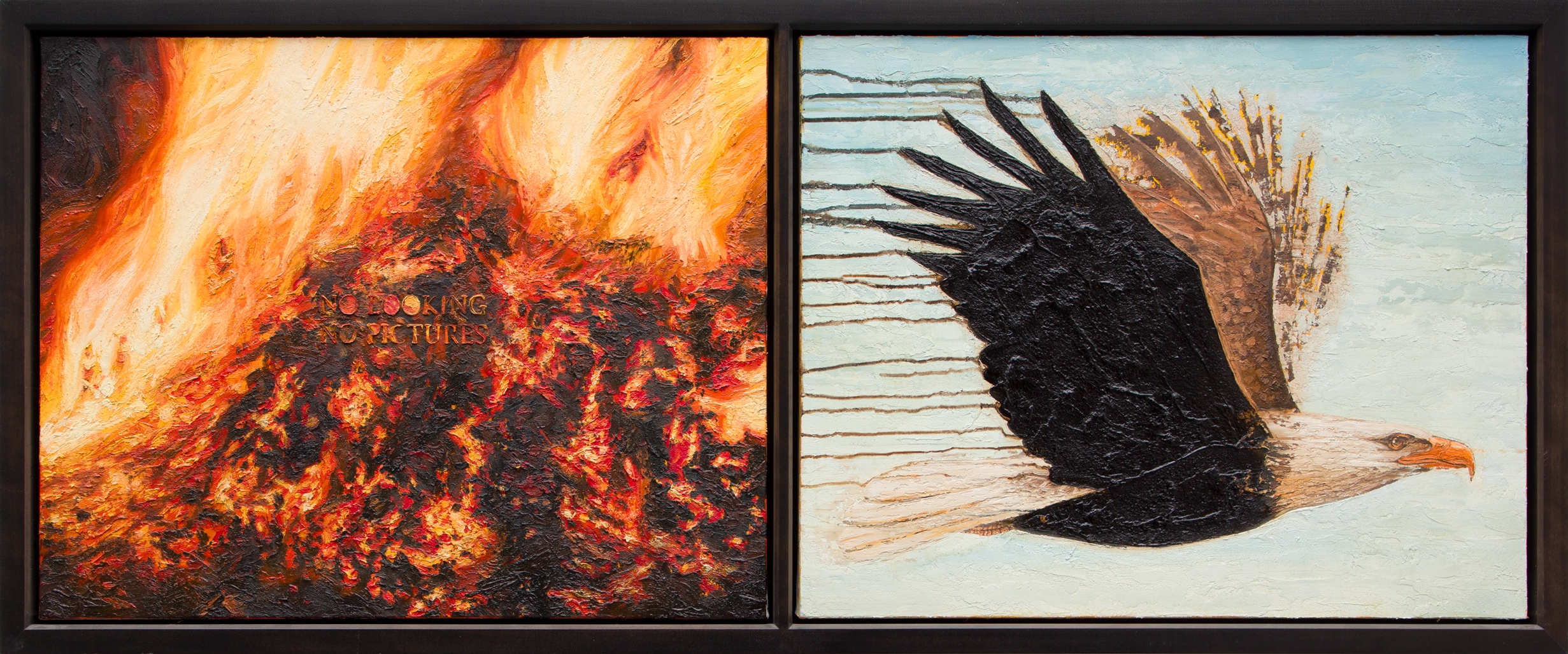 Artwork by Martin Bureau, No looking, no pictures, Made of Huile Et Goudron Sur Toile / Oil And Tar On Canvas