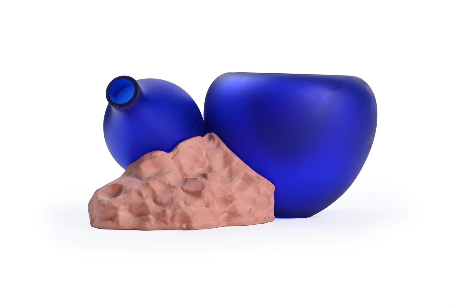Artwork by Anish Kapoor, LES OBJETS D'ARTISTES: A VASE, Made of Blue-Frosted Glass And Terracotta