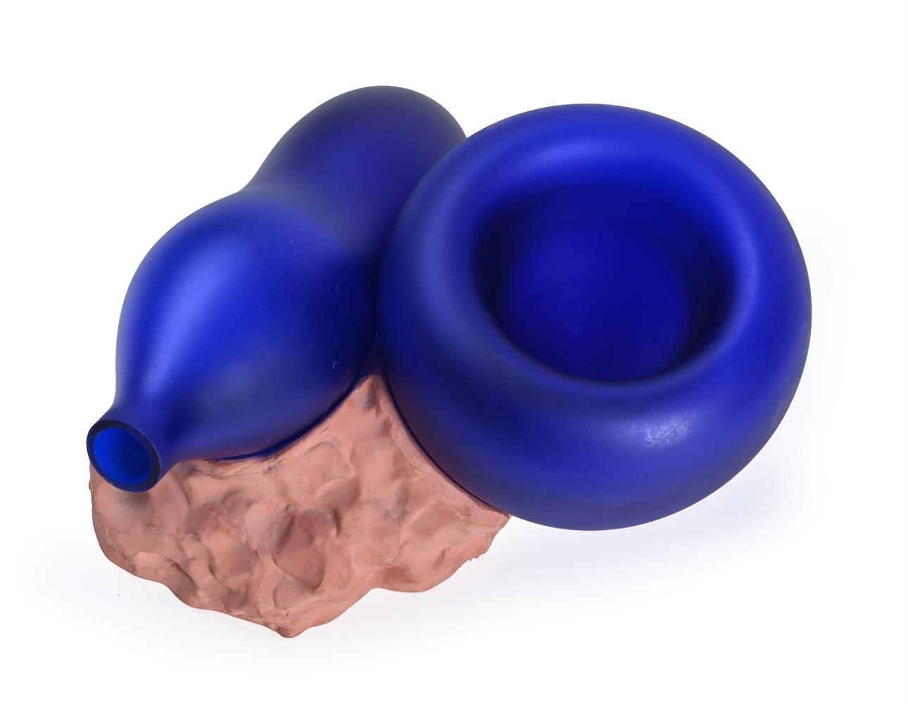 Artwork by Anish Kapoor, LES OBJETS D'ARTISTES: A VASE, Made of Blue-Frosted Glass And Terracotta