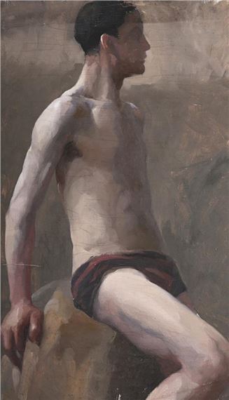 STUDY OF A MALE NUDE; STUDY OF A STANDING MALE NUDE
