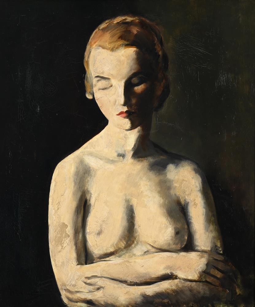 Artwork by Jacob Kramer, NUDE WITH EYES CLOSED, Made of Oil On Canvas