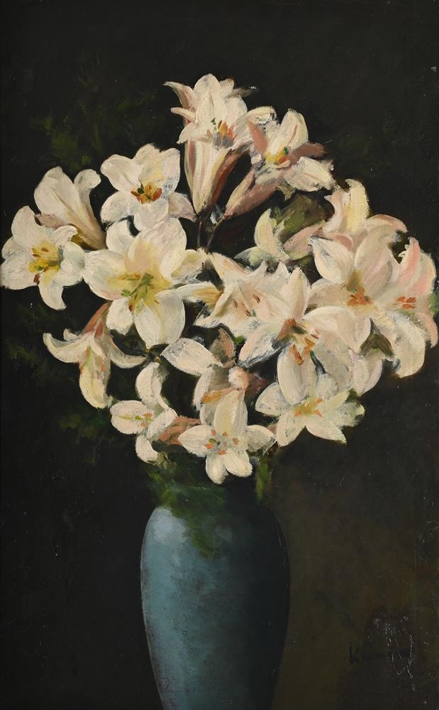 Artwork by Jacob Kramer, VASE OF ROYAL LILLIES, Made of Oil On Canvas