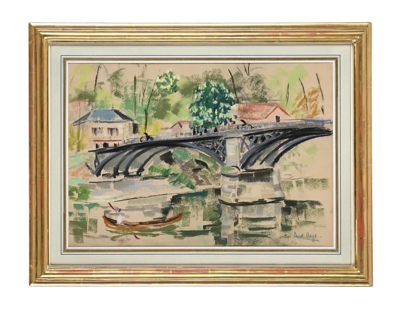 Paul Maze | BOATING UNDER THE BRIDGE | MutualArt