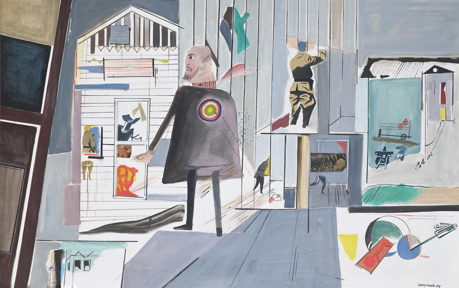 Artwork by Conroy Maddox, HOW MANY SHOTS IT TOOK TO KILL A SOLDIER IN FRANCO PRUSSIAN WAR, Made of Oil On Canvas