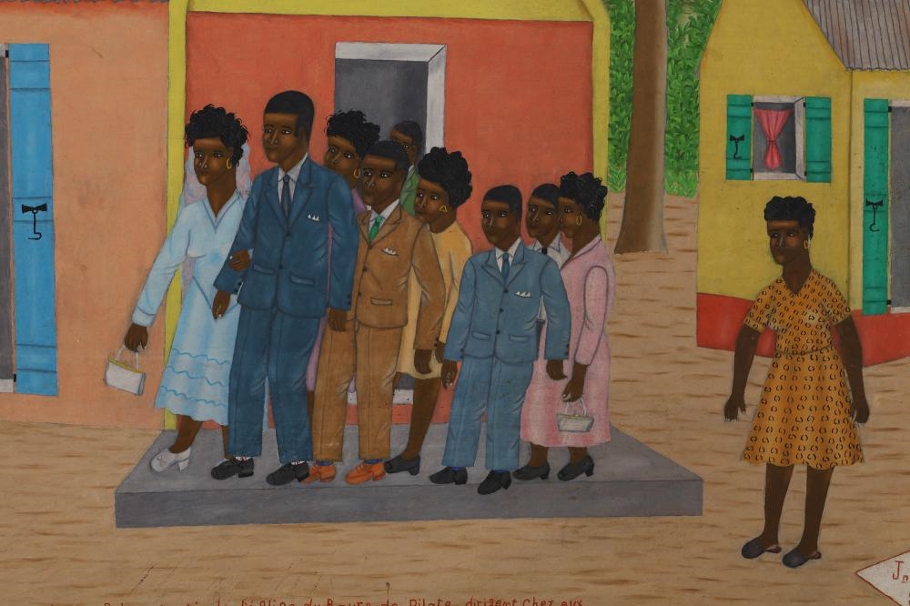 Artwork by Jean Claude Severe, Haitian Church Painting, Made of Haitian Folk Art Painting On Board
