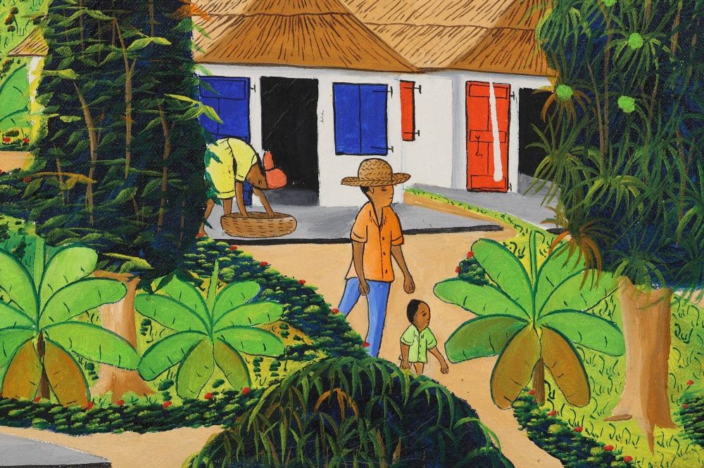 Artwork by J. Felder Dubique, Haitian diptych painting on canvas, Made of Haitian Diptych Painting On Canvas