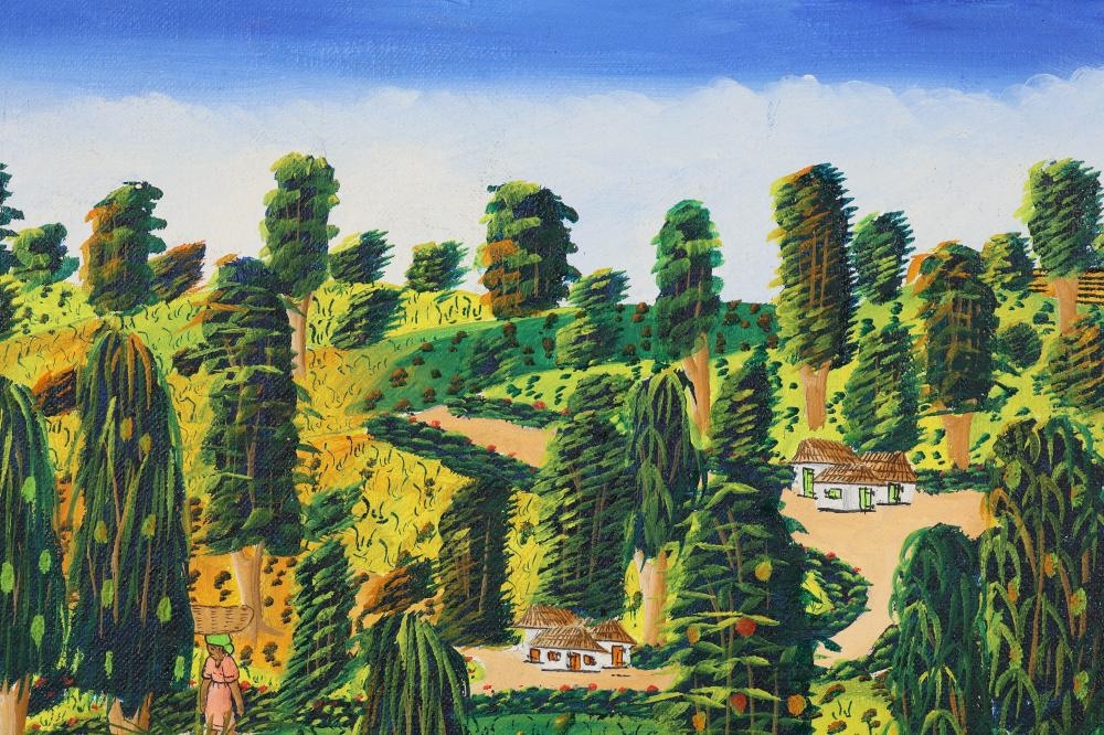 Artwork by J. Felder Dubique, Haitian diptych painting on canvas, Made of Haitian Diptych Painting On Canvas