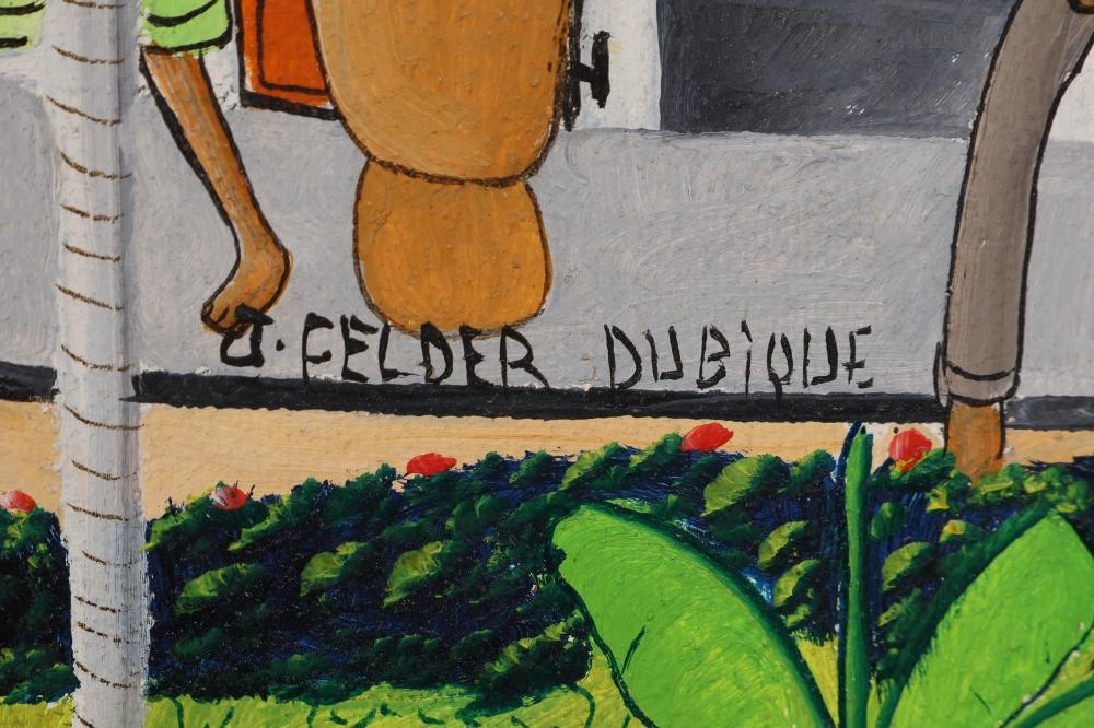 Artwork by J. Felder Dubique, Haitian diptych painting on canvas, Made of Haitian Diptych Painting On Canvas