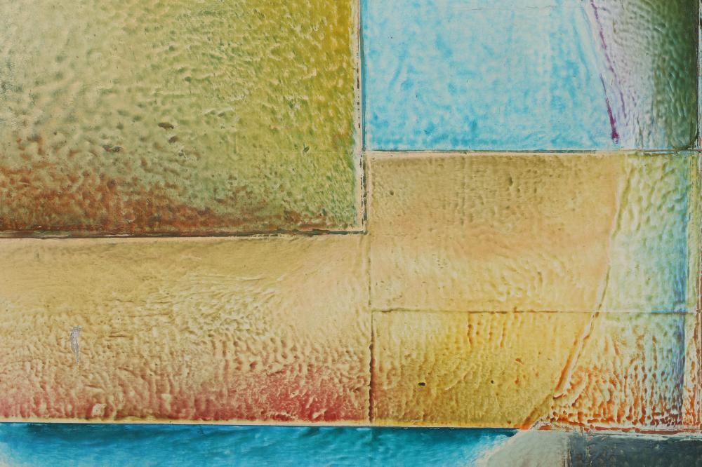 Artwork by S. R. Garnier, Mid Century Modern Abstract Flying Doves Painting, Made of Oil On Canvas