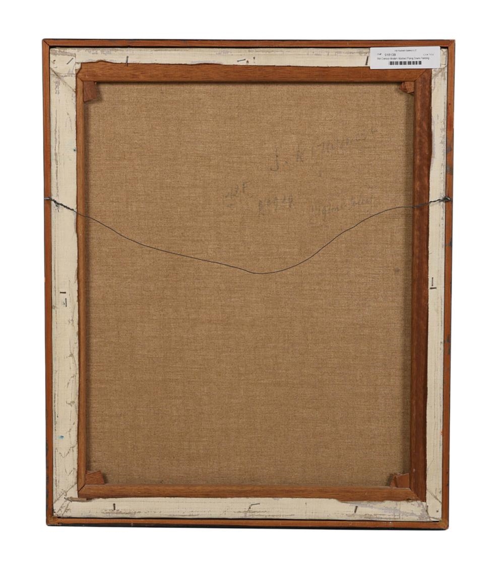 Artwork by S. R. Garnier, Mid Century Modern Abstract Flying Doves Painting, Made of Oil On Canvas