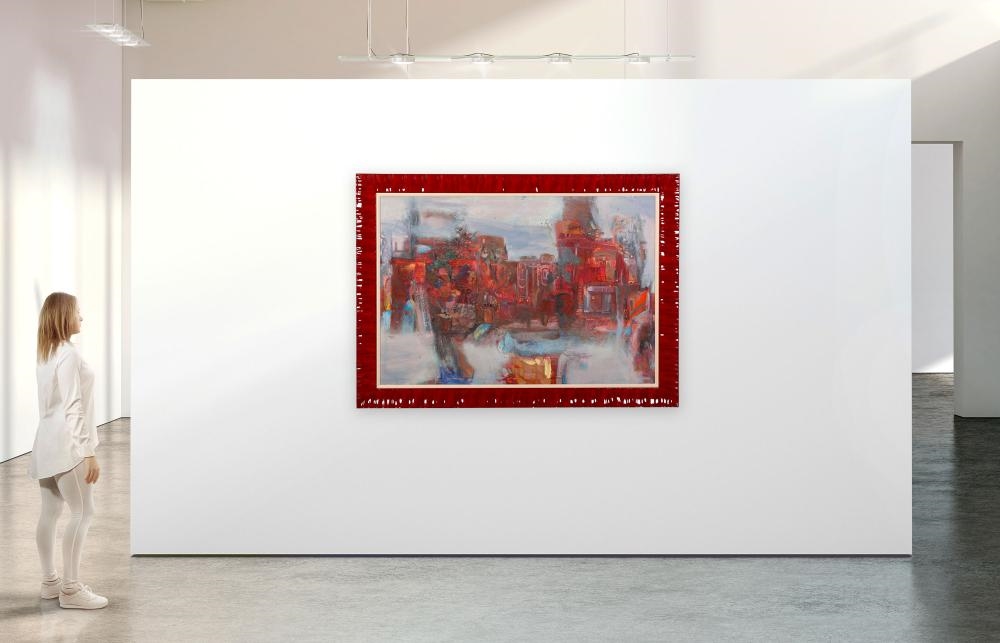Artwork by Zarina Biganti, Red Town, Made of Oil On Canvas