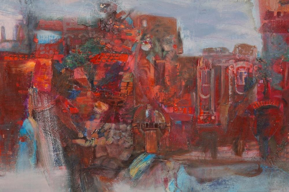 Artwork by Zarina Biganti, Red Town, Made of Oil On Canvas