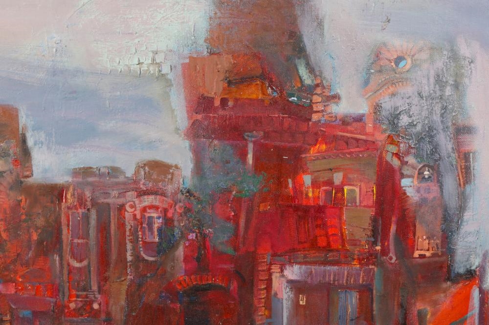 Artwork by Zarina Biganti, Red Town, Made of Oil On Canvas