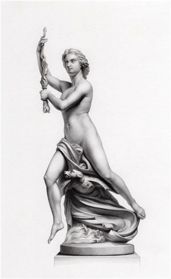 Ariel with her Dog & Torch by John Graham Lough, 1864