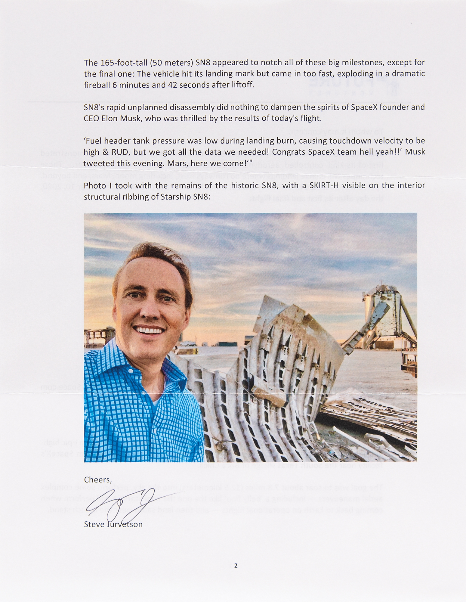 Artwork by Elon Musk, SpaceX Starship SN8 Flown 'SKIRT-H' Panel, Made of Metal