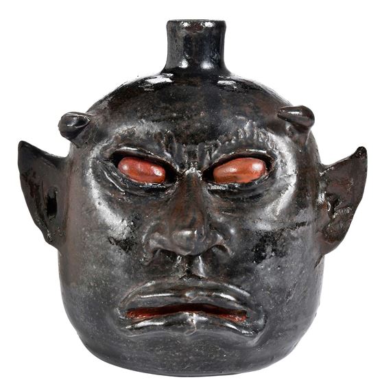 Red Eye Devil Face Jug by Lanier Meaders, circa 1970s