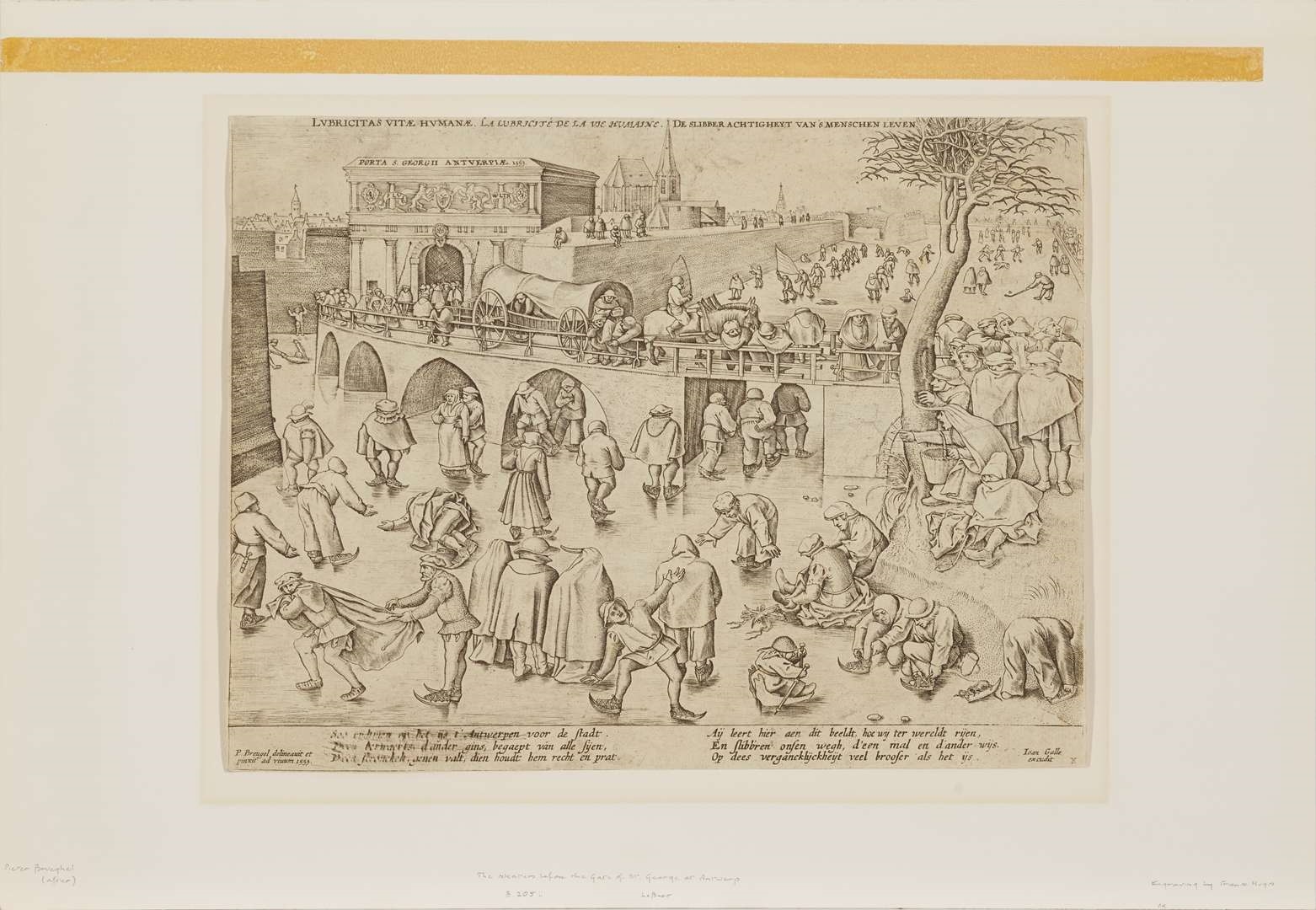 Artwork by Pieter Brueghel the Elder, Frans Huys, ICE SKATING BEFORE THE GATE OF SAINT GEORGE AT ANTWERP, Made of Copper-Plate Engraving On Laid Paper