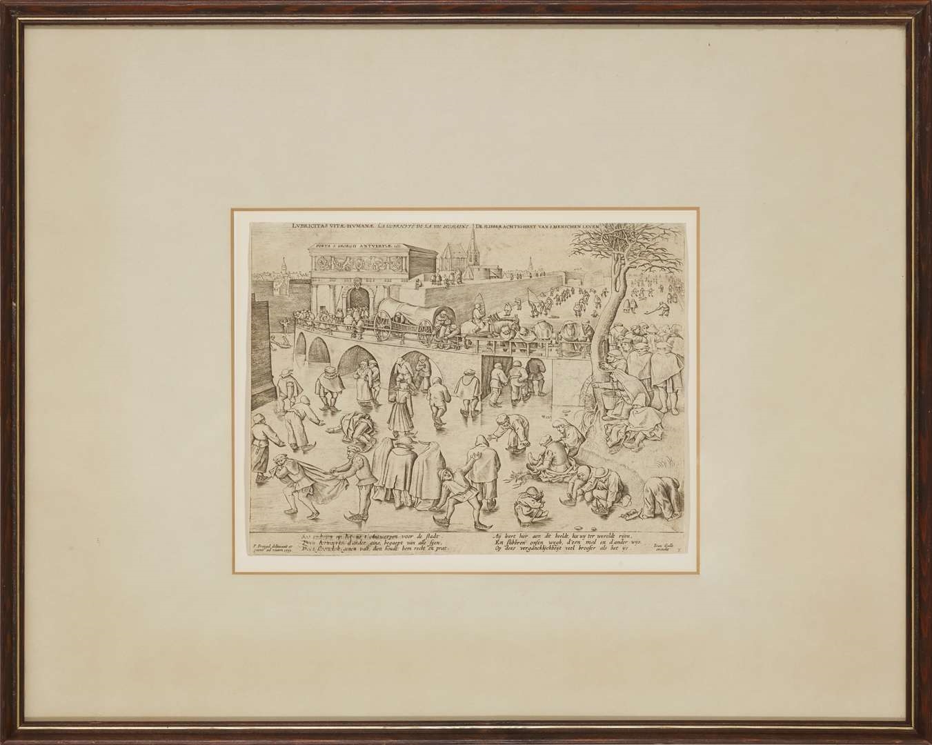 Artwork by Pieter Brueghel the Elder, Frans Huys, ICE SKATING BEFORE THE GATE OF SAINT GEORGE AT ANTWERP, Made of Copper-Plate Engraving On Laid Paper