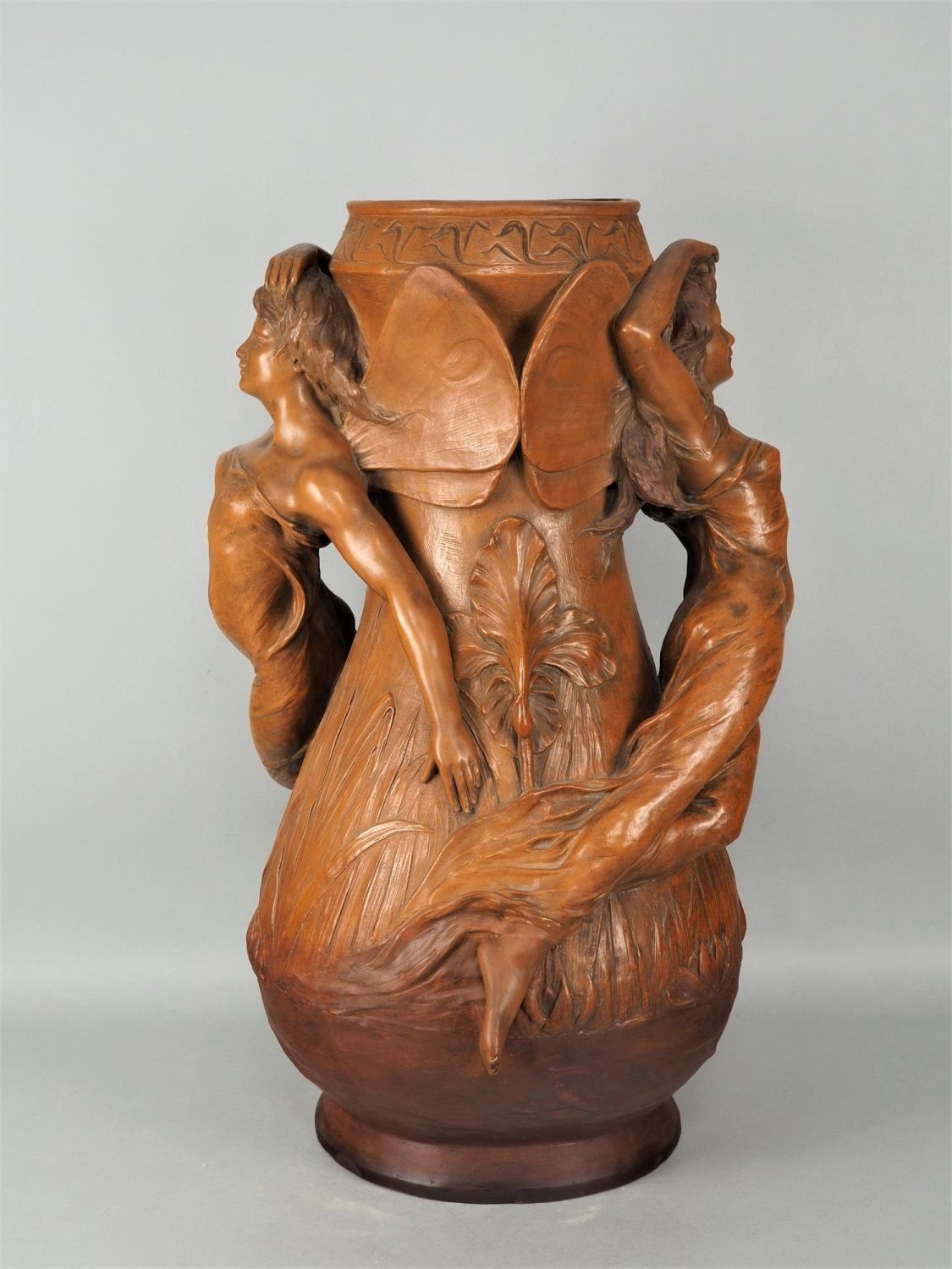 Artwork by F. Bate, Art Nouveau floor standing vase, Made of Terracotta