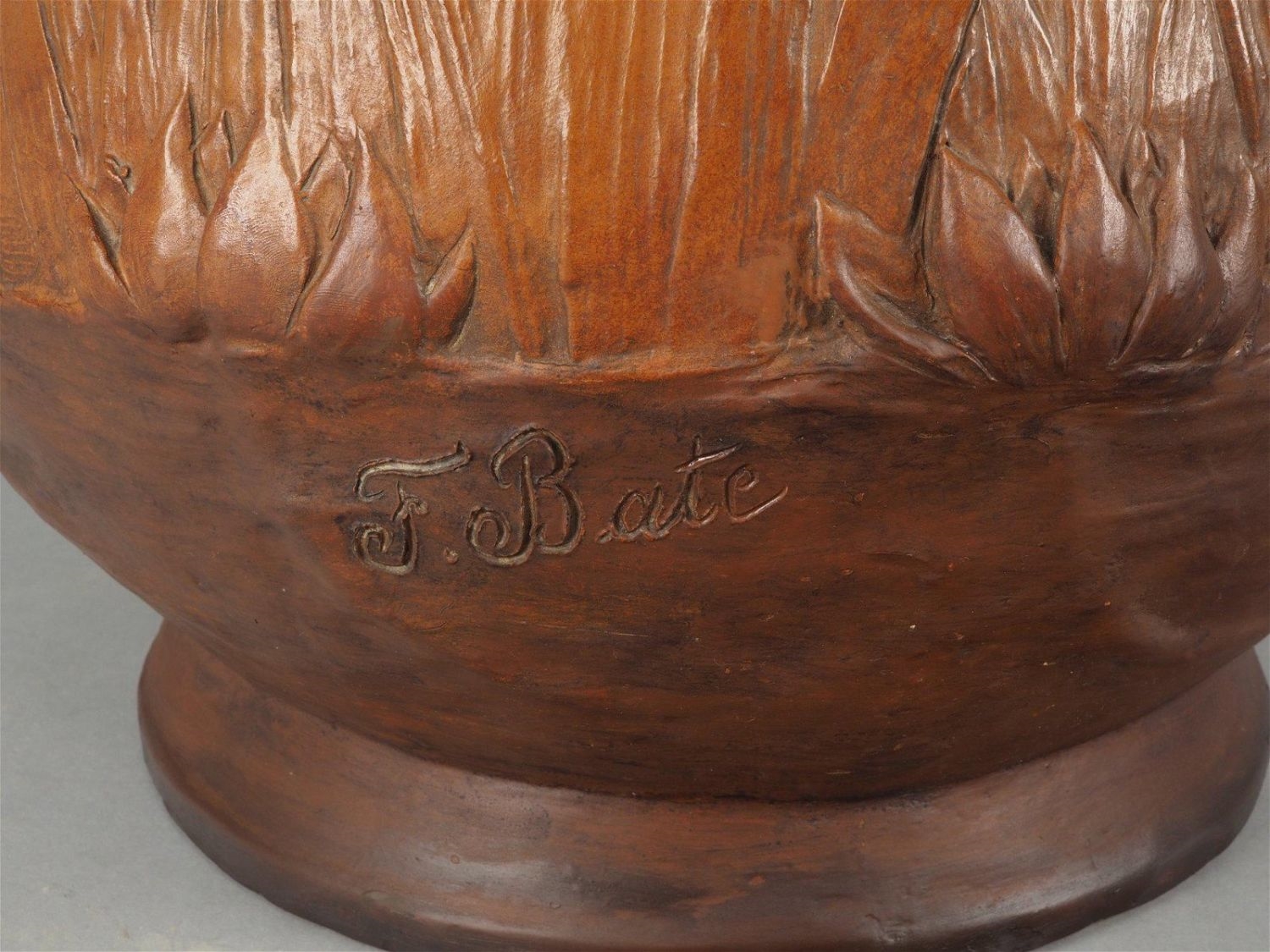 Artwork by F. Bate, Art Nouveau floor standing vase, Made of Terracotta
