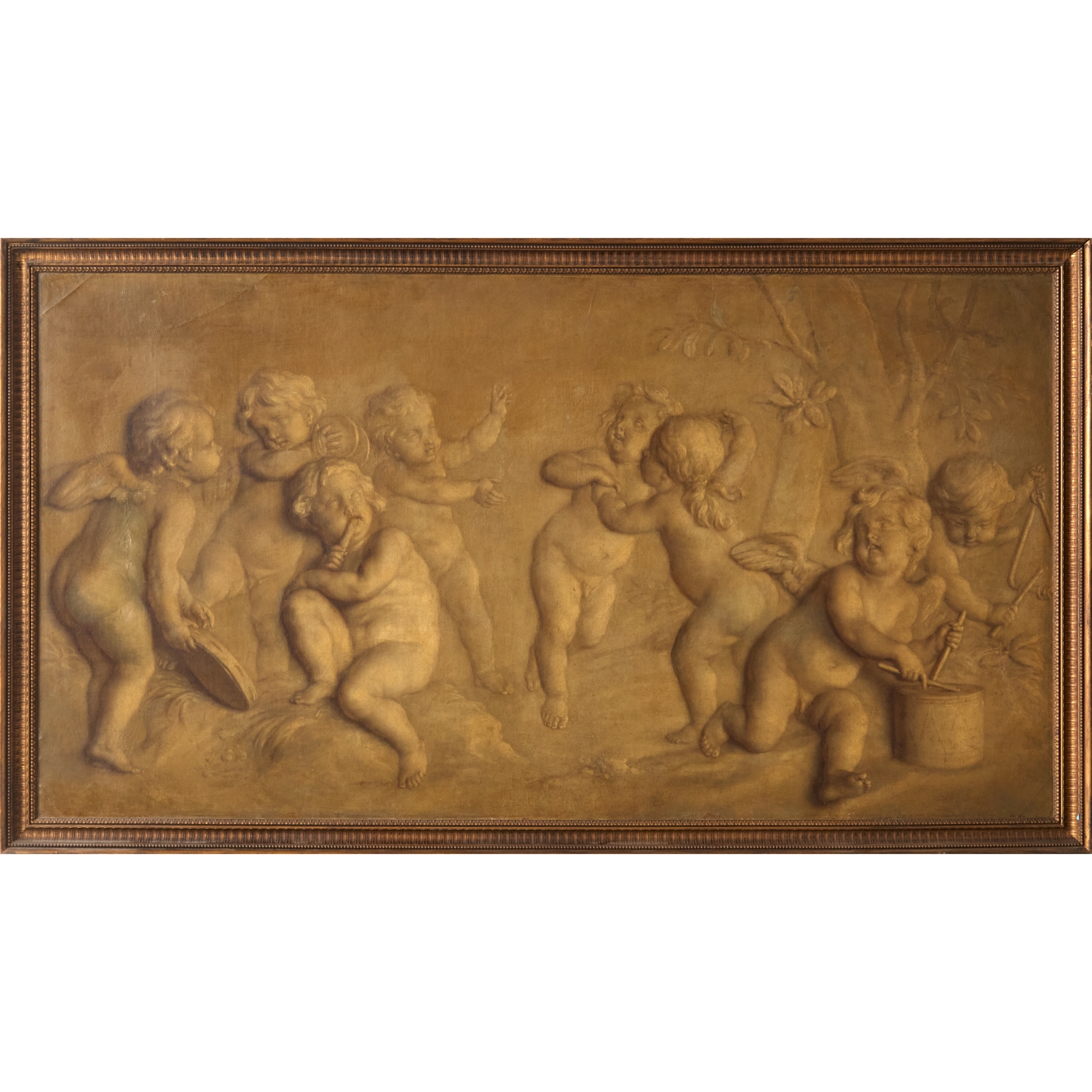 Artwork by French School, 20th Century, Allegorical Group of Dancing Putti, Made of Oil On Canvas