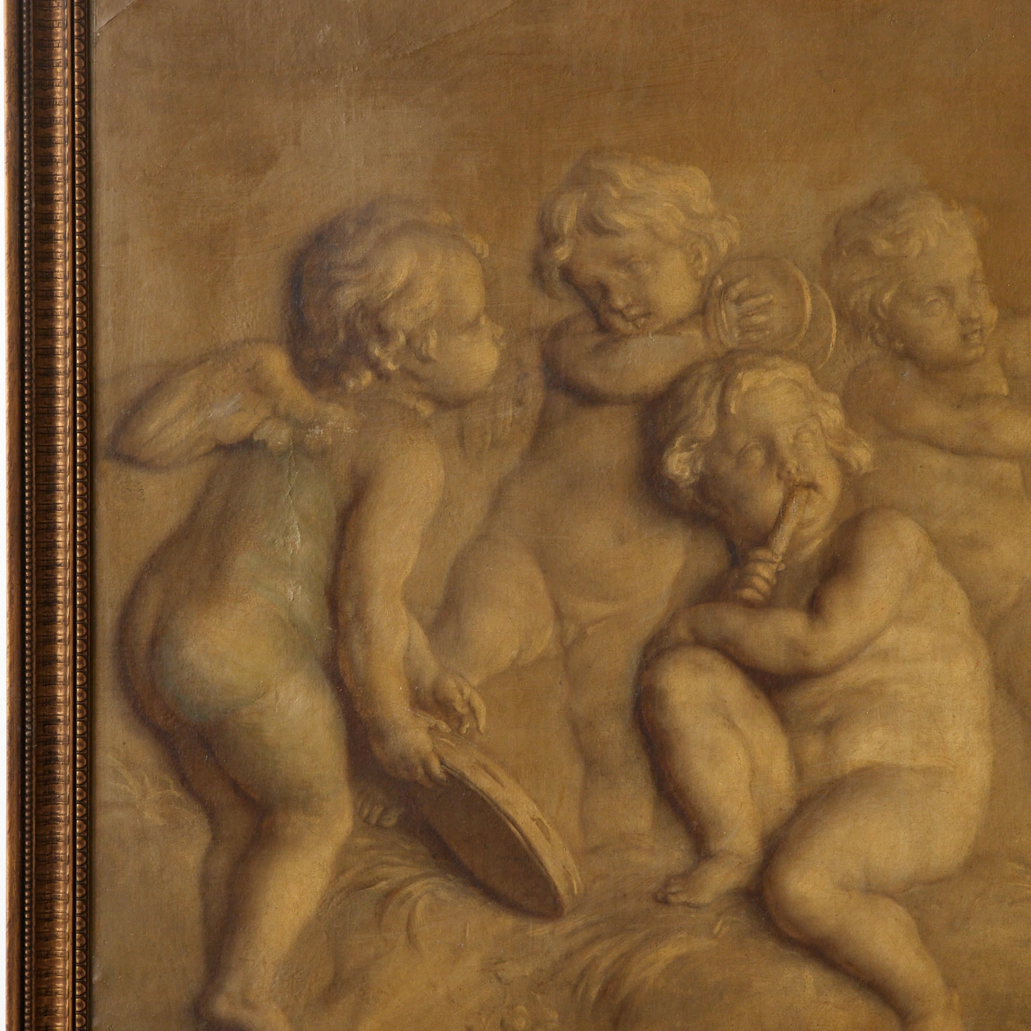 Artwork by French School, 20th Century, Allegorical Group of Dancing Putti, Made of Oil On Canvas