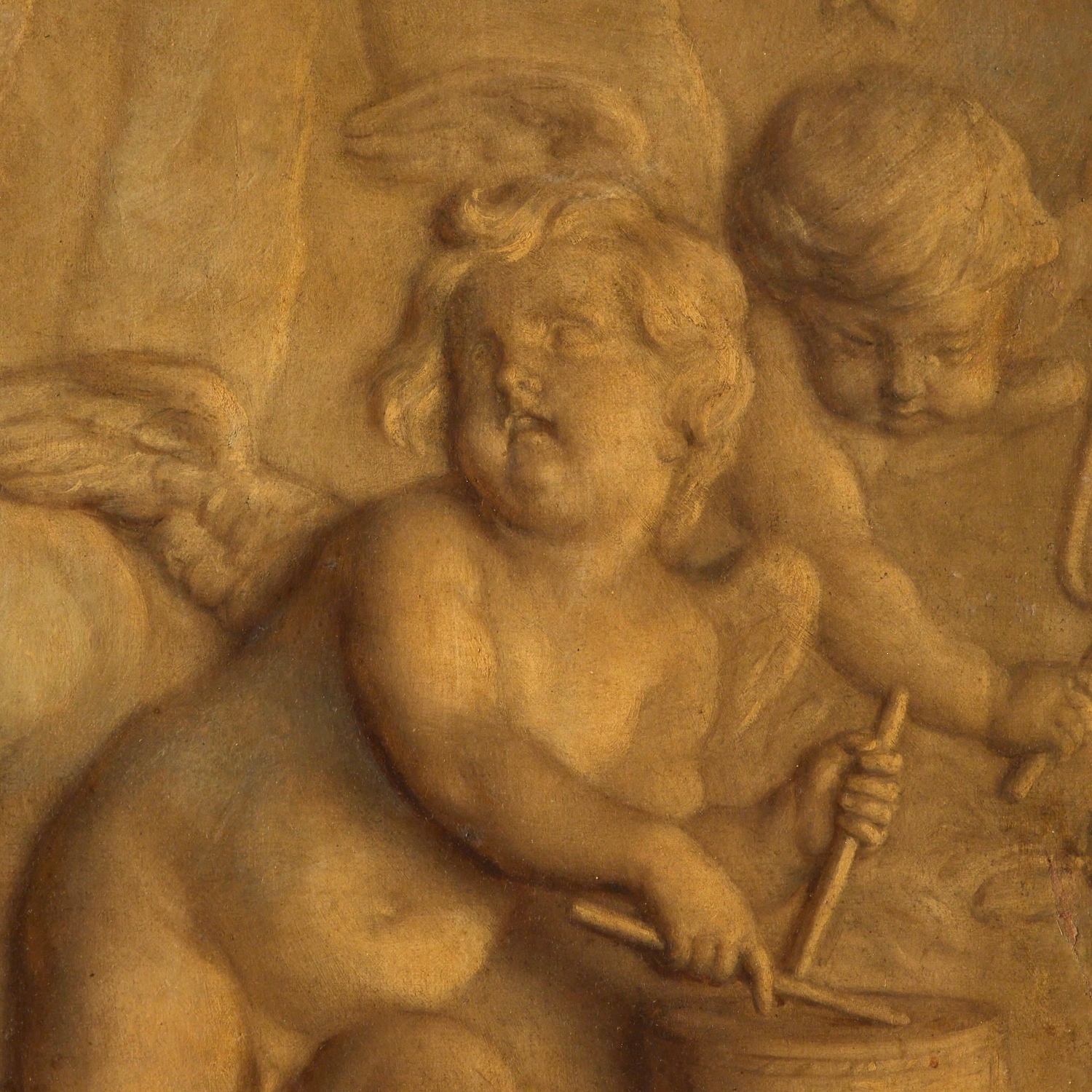 Artwork by French School, 20th Century, Allegorical Group of Dancing Putti, Made of Oil On Canvas