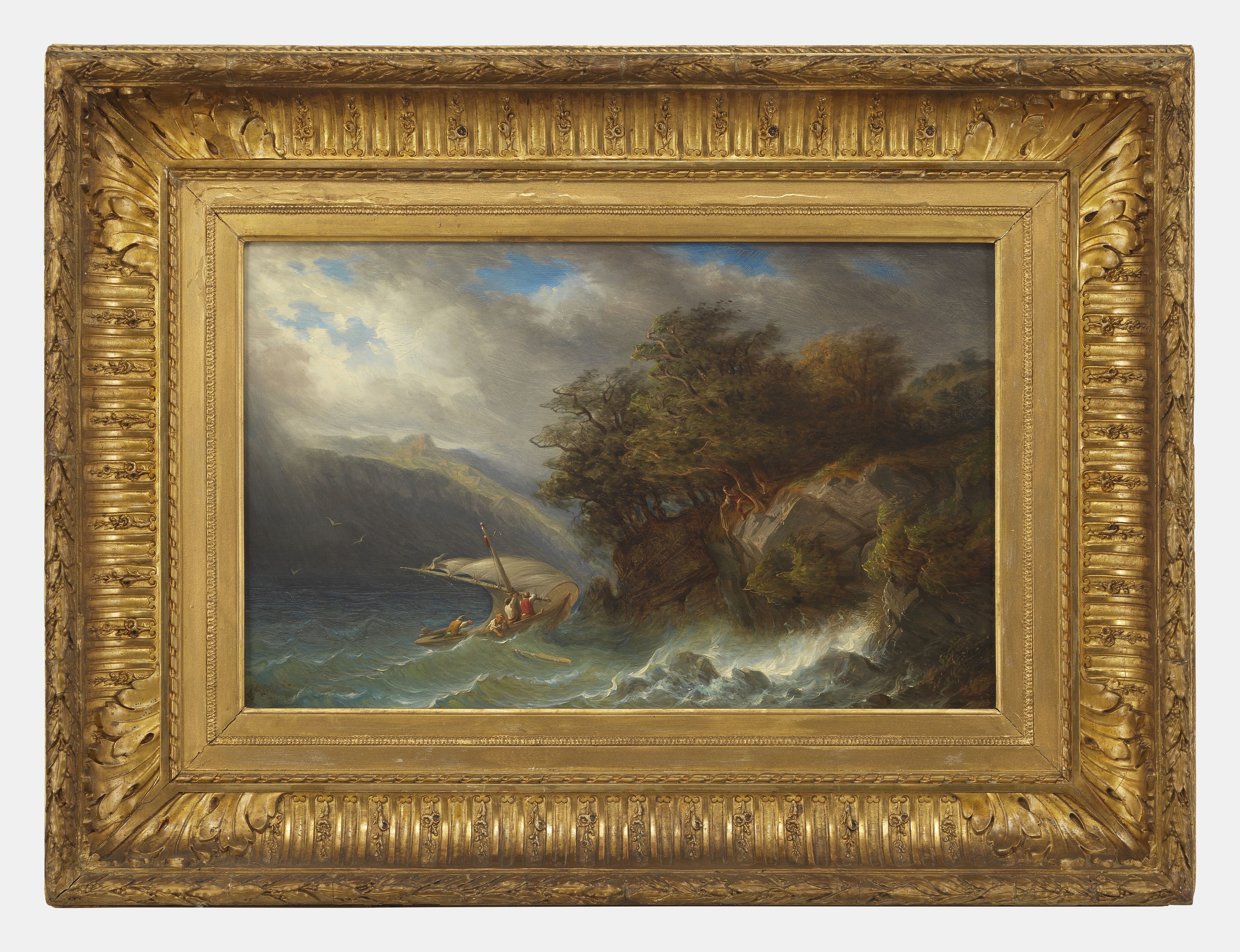 François Diday | Barque sur le lac agité (1834) | MutualArt