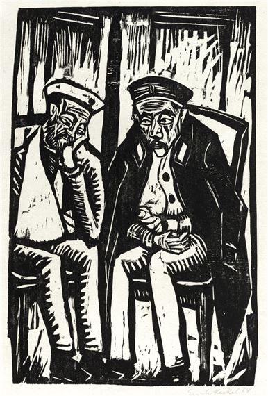 Zwei Verwundete by Erich Heckel, 1914
