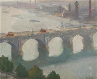 View of the river Thames - Hippolyte Daeye