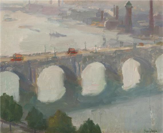 View of the river Thames - Hippolyte Daeye