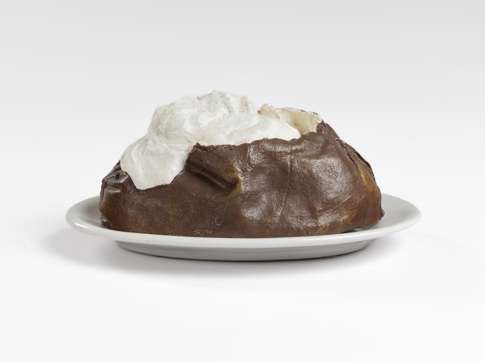 Artwork by Claes Oldenburg, Baked potato with butter, Made of Resin - Painted - On A Porcelain Plate