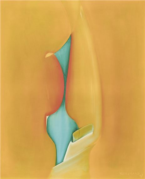 Vert et vert sur rouge-orange - Gaston Bertrand