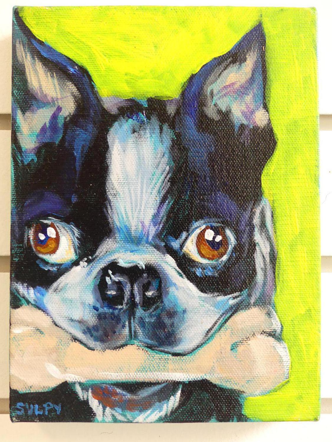 Artwork by Alessandra Sulpy, BOSTON TERRIER, Made of OIL ON CANVAS