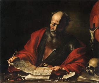 Saint Jerome writing - Roman School, 17th Century