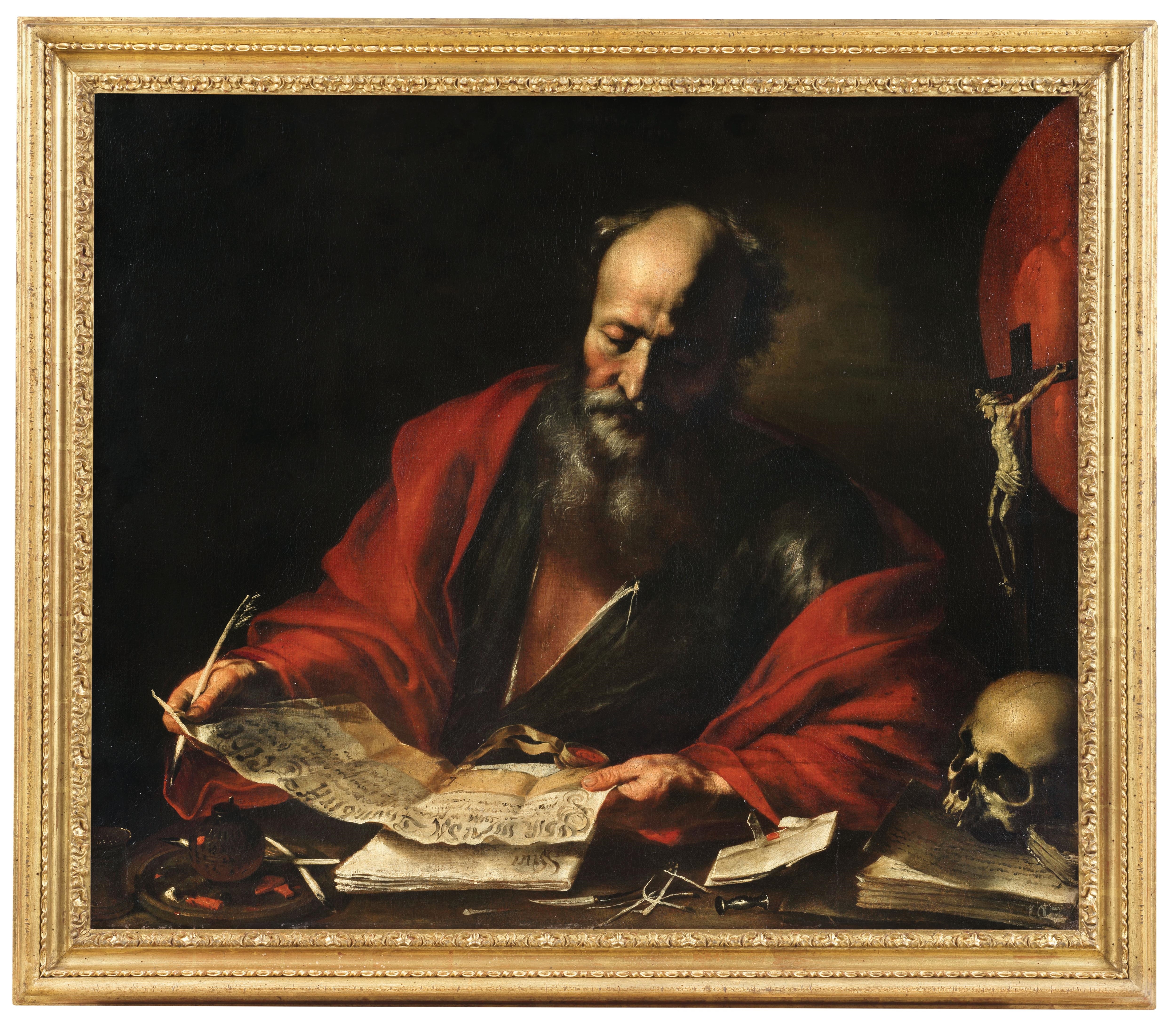 Artwork by Roman School, 17th Century, Saint Jerome writing, Made of Oil On Canvas