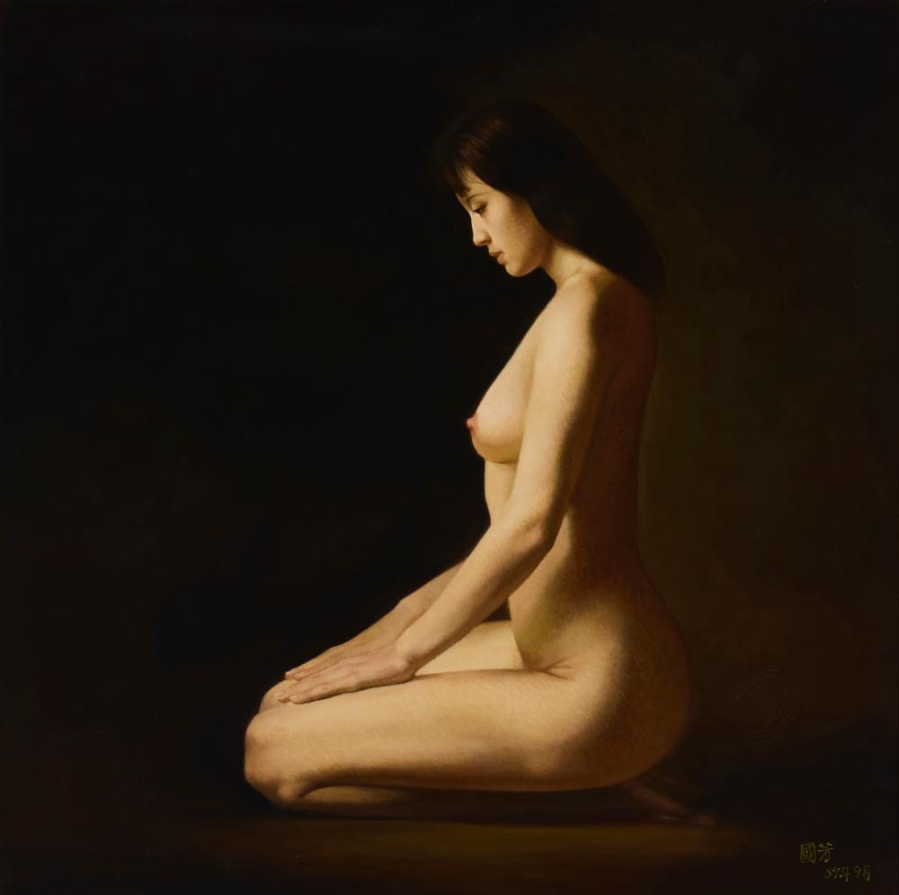Artwork by Jiang Guofang, Kneeling Buddha, Made of Oil On Canvas