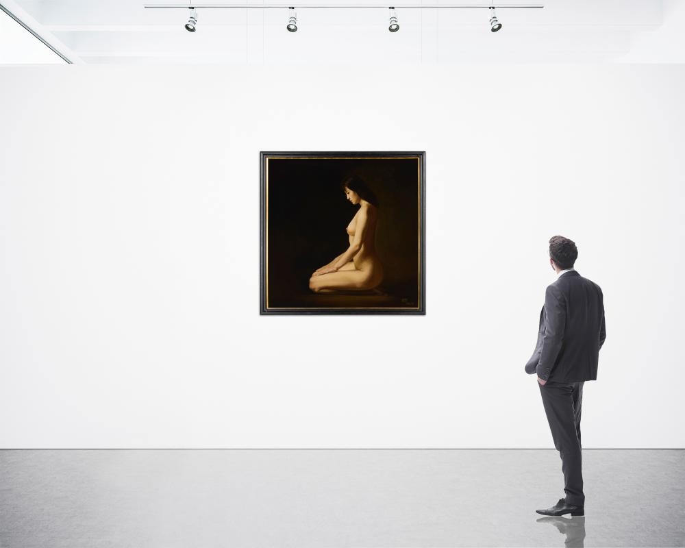 Artwork by Jiang Guofang, Kneeling Buddha, Made of Oil On Canvas