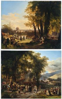 The Reinstatement of the Cult (The Curate’s Return to his Parish); and The Village Celebration at the Chapel - Adam Töpffer
