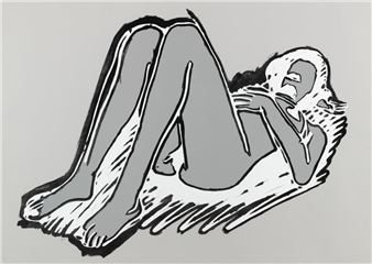Monica reclining on back, knees up - Tom Wesselmann