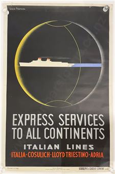 Vintage Italia Cosulich Line Poster - Lucio Fontana